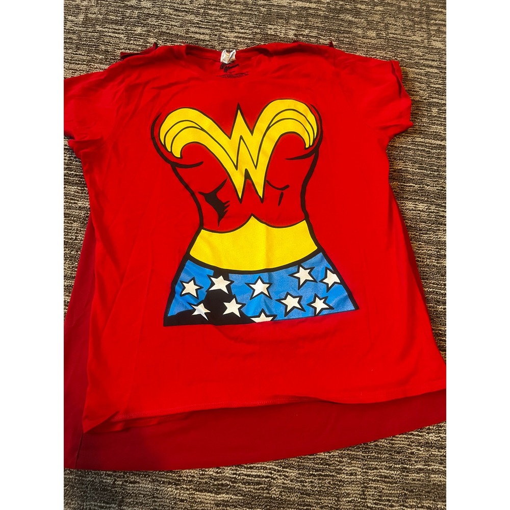 Wonder Woman Costume T-Shirt with Detachable Cape Red DC Comics Rubies XL